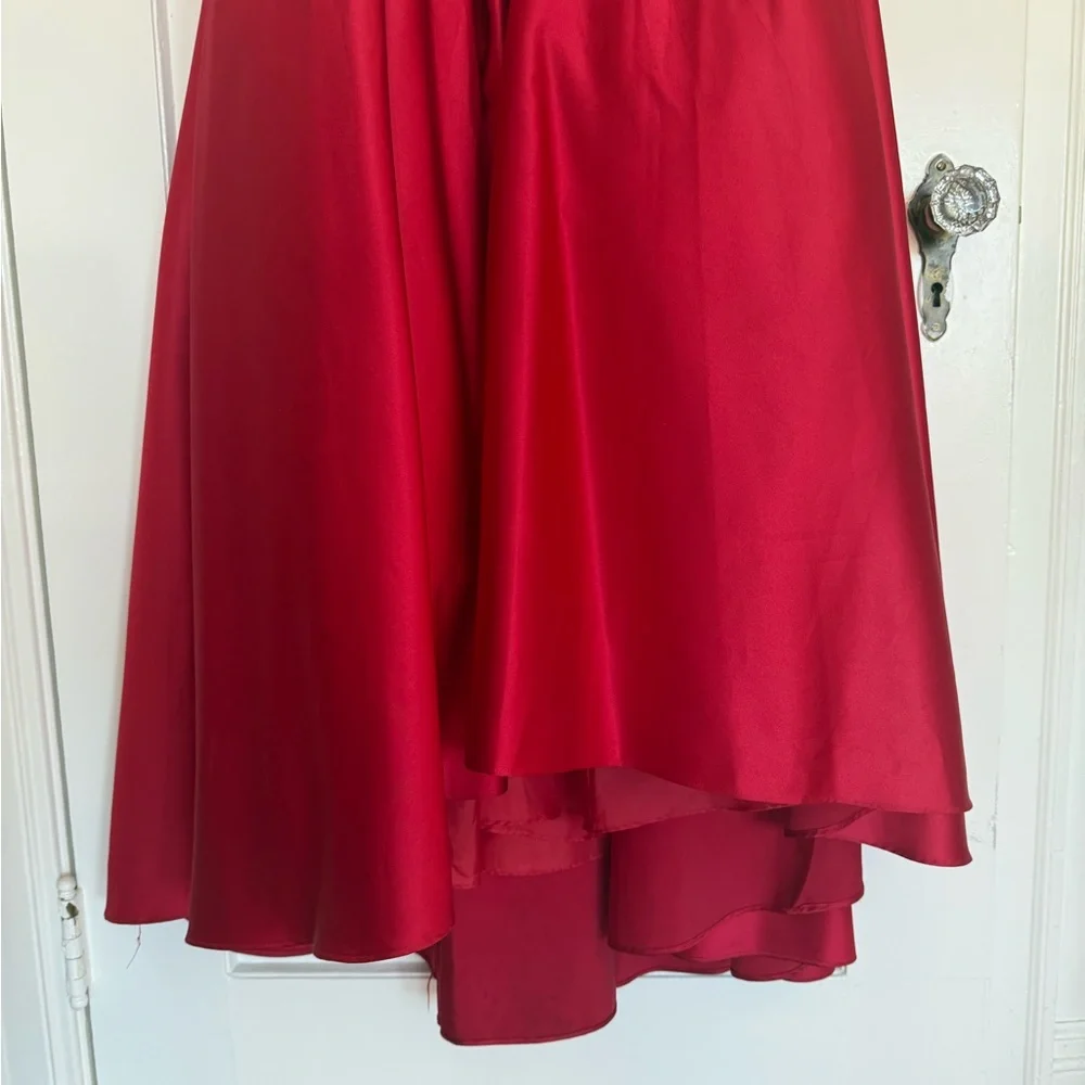 Betsy & Adam Red Strapless Princess Gown - Picture 5 of 13